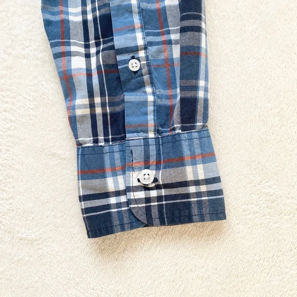 J.Crew Button Down Shirt Flex Washed Slim Plaid, Mens M Blue‎ BB716